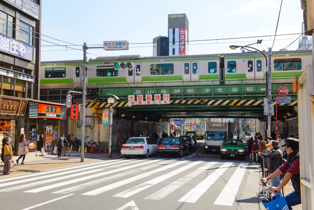 Scenery around Shin Okubo train station